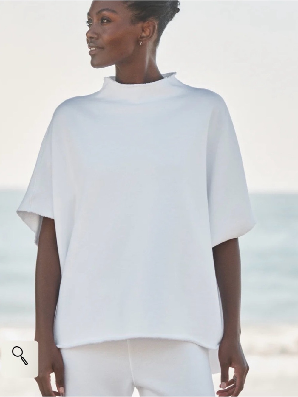 Frank & Eileen White Capelet  Sweatshirt-OS